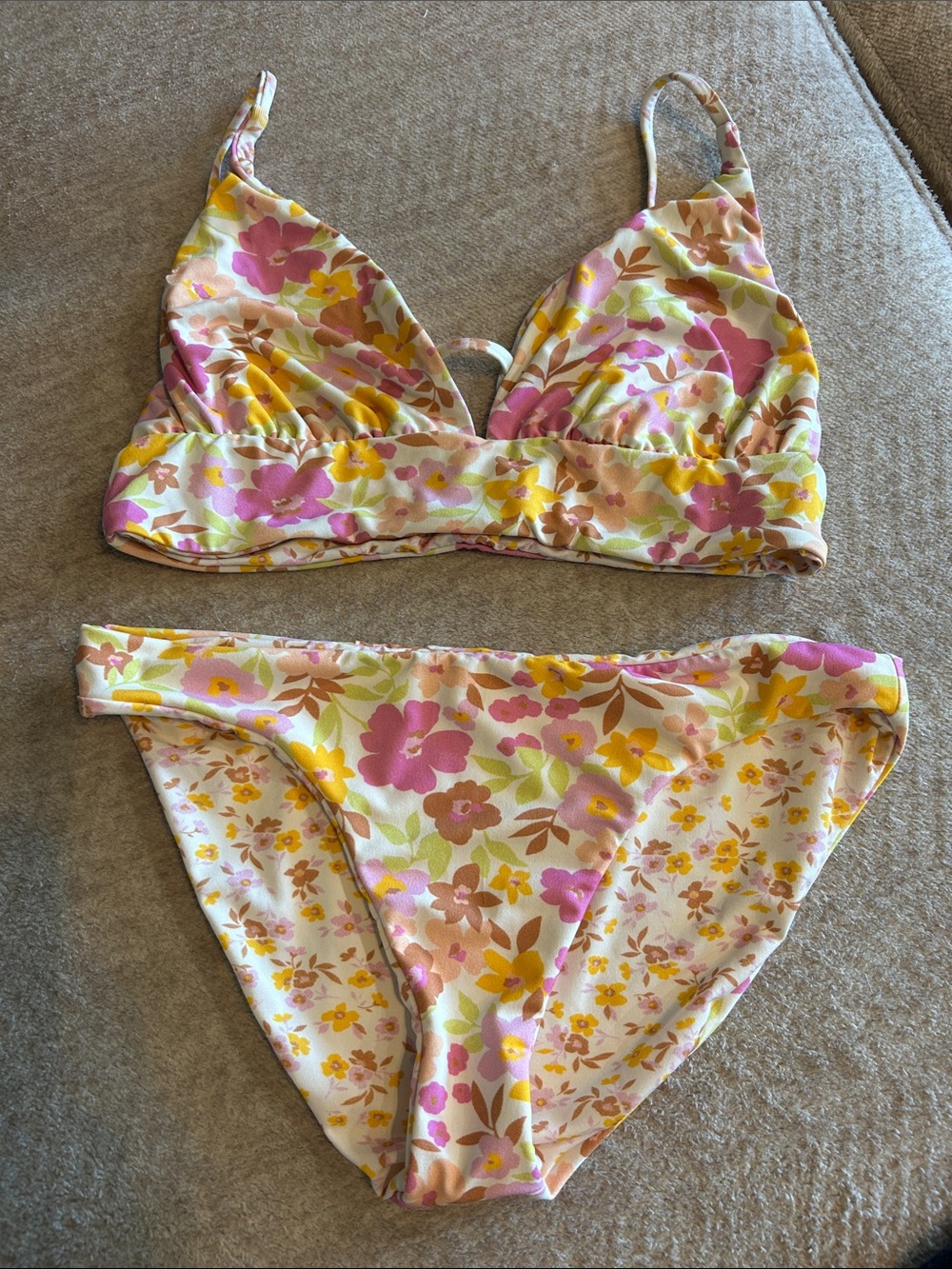 Billabong reversible Floral Print Pink & Yellow Bikini Set